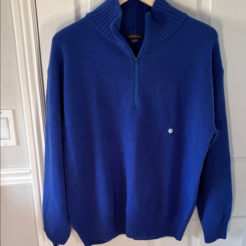 Eddie Bauer Women's Blue Zip-Up Sweater